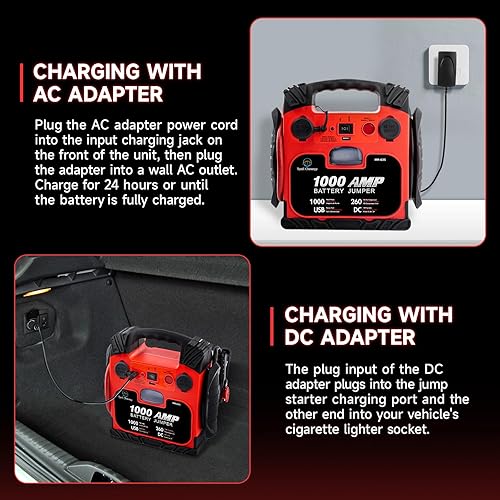 Miniatura 6 de Tyrell Chenergy Arrancador de batería de coche con compresor de aire, inflador de neumáticos portátil, caja de puente de batería de 260 PSI 850