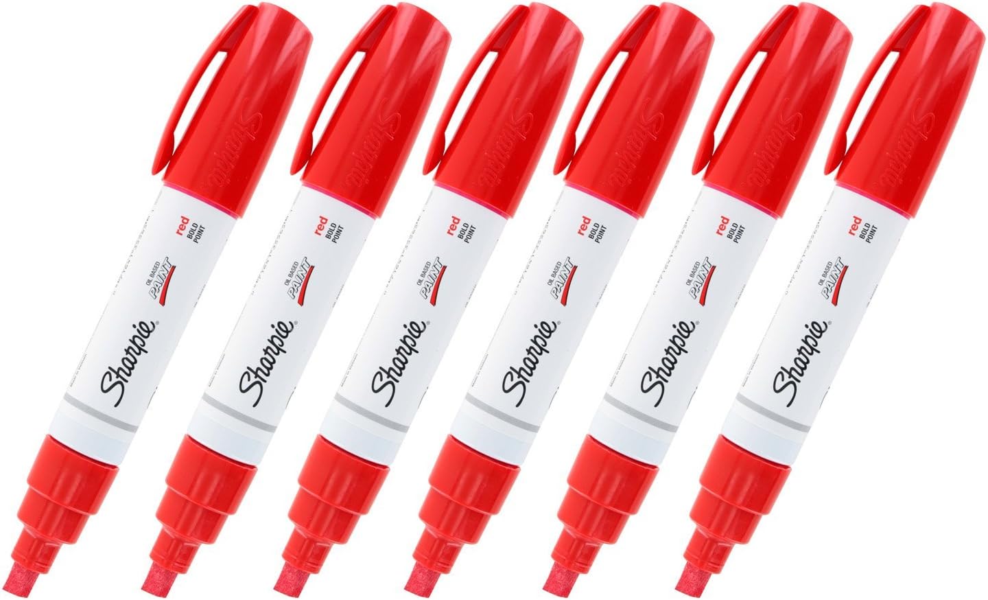 Sharpie Oil-Based Art Paint Markers, Bold Point, Red Ink, Pack of 6