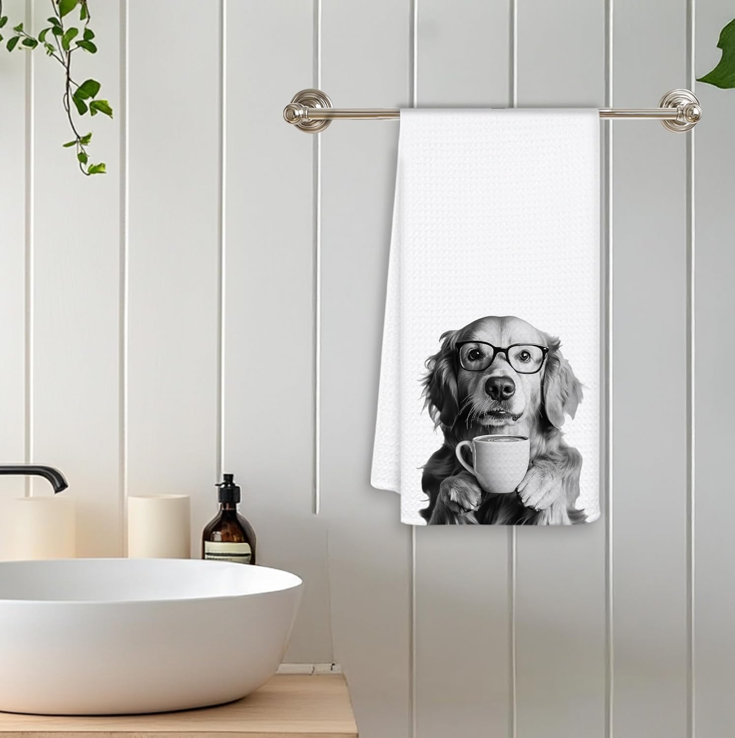 Funny Coffee Golden Retriever Kitchen Towels, Gifts for Golden Retriever Lovers Dish Tea Towel for Kitchen Coffee Bar Station Decor, Dog Lovers Mom Gifts Hand Towels, 16x24 Inch - Image 5