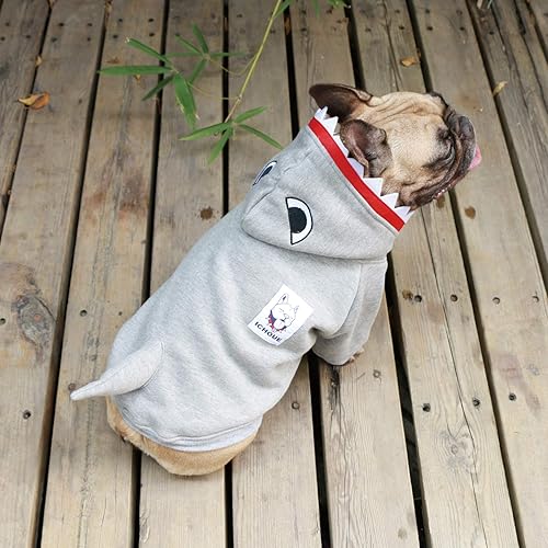 Miniatura 7 de iChoue - Disfraz de tiburón para perro, para el día de Halloween, suéter lindo y divertido para clima frío, abrigos de invierno, sudaderas con