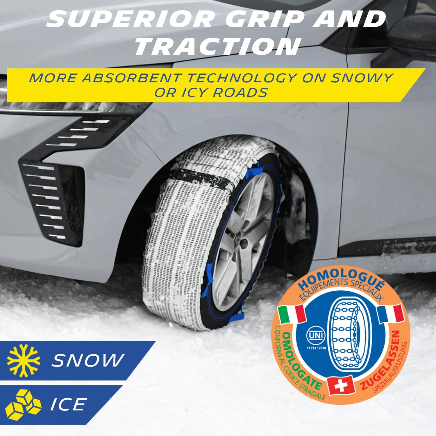 MICHELIN SOS GRIP XTREM skarpety śniegowe 3D X4 - łańcuchy tekstylne SUV sedan - technologia 3D chłonna - europejska certyfikacja samochodów elektrycznych