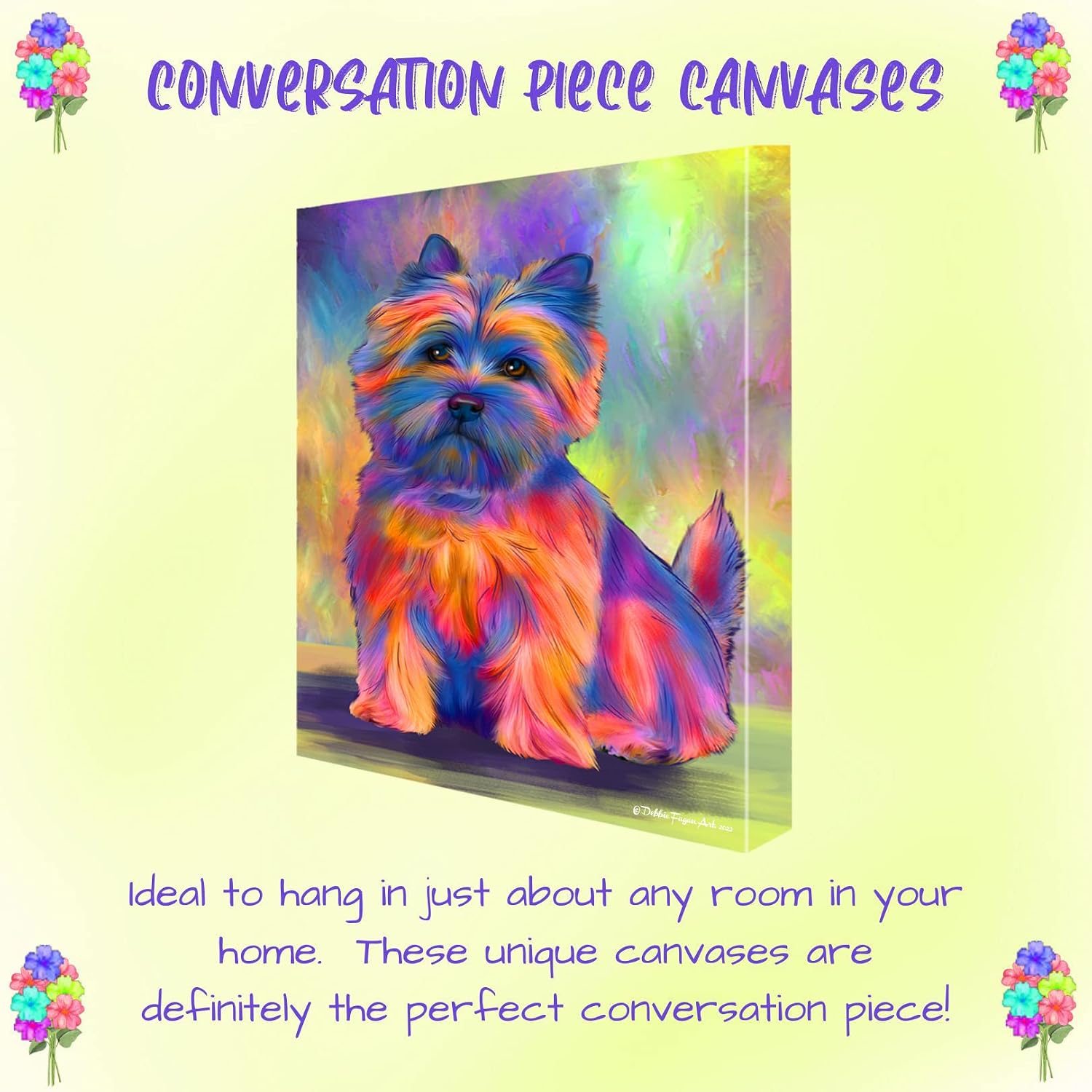 Doggie of the Day Paradise Wave with Cairn Terrier Dogs Canvas Wall Art - Premium Quality Ready to Hang Room Decor - 1.5" Thick Canvas Wrap 16" x 20"