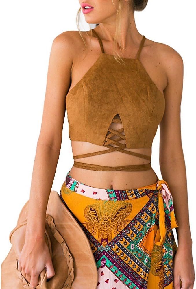Women sexy Tank Tops fashion Suede Bustier Bra Vest Crop Top Blouse Cami