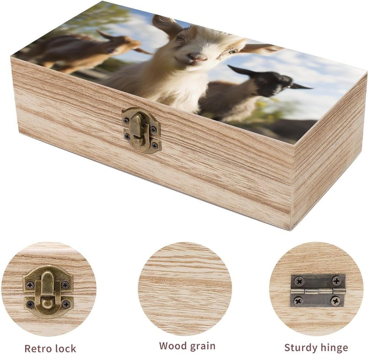 Cute Goat Wooden Storage Box Decorative Keepsake Boxes image 3