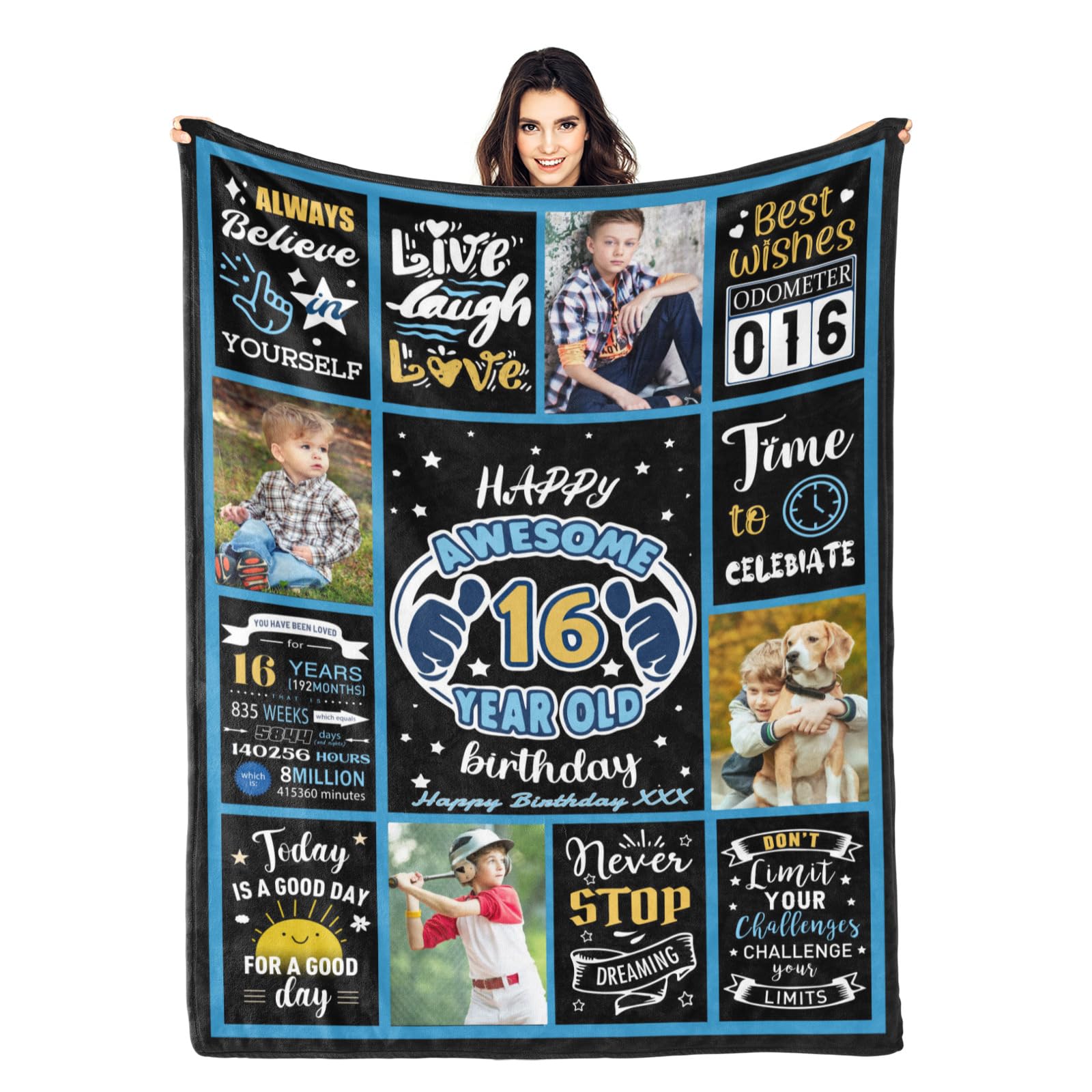 Kendt 16th Birthday Gifts for Boys,Personalised 16th Birthday Blanket with Photos,16th Birthday Gifts for Son Brother Friend Grandson,16th Birthday Decorations 16 Year Old Birthday Presents