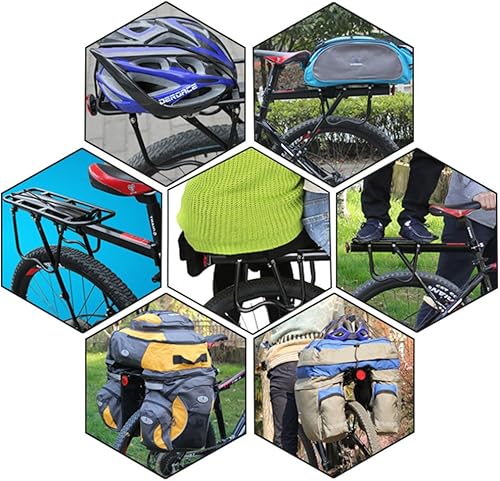 Miniatura 7 de Dirza Portabicicletas trasero portabicicletas de liberación rápida aleación ajustable portabicicletas capacidad 115 libras fácil de instalar negro