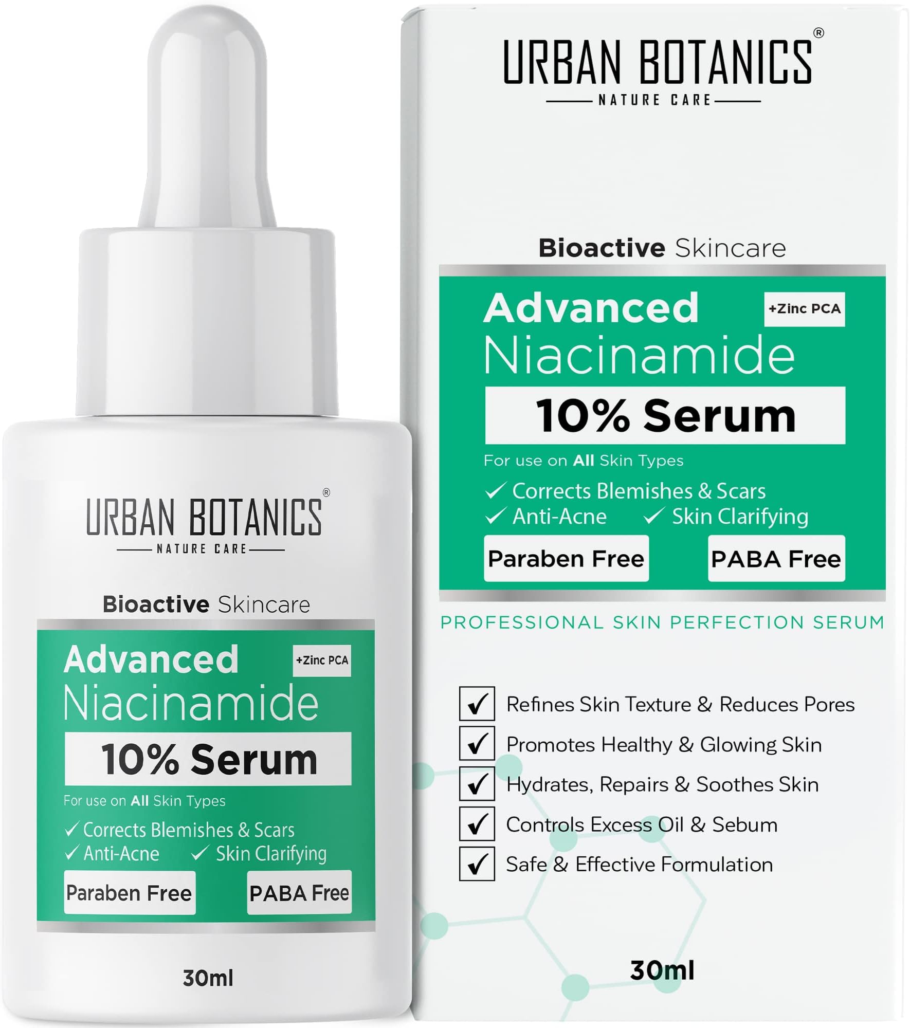 10% Niacinamide Face Serum for Acne, Acne Scars/Marks, Blemishes, Pigmentation & Oil Balancing with Zinc | Skin Clarifying Anti Acne Serum for Oily & Acne Prone Skin | 30ml