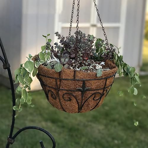 Miniatura 7 de Holly LifePro Forro de fibra de coco de repuesto de 14 pulgadas 2 forros de cesta para macetas fibra de coco natural para caja de ventana maceta de