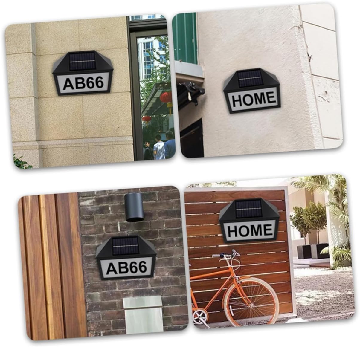 Housoutil 4pcs Solar Powered Address Sign Light Warm Led for House Numbers Outdoor Lamp for Easy Installation for