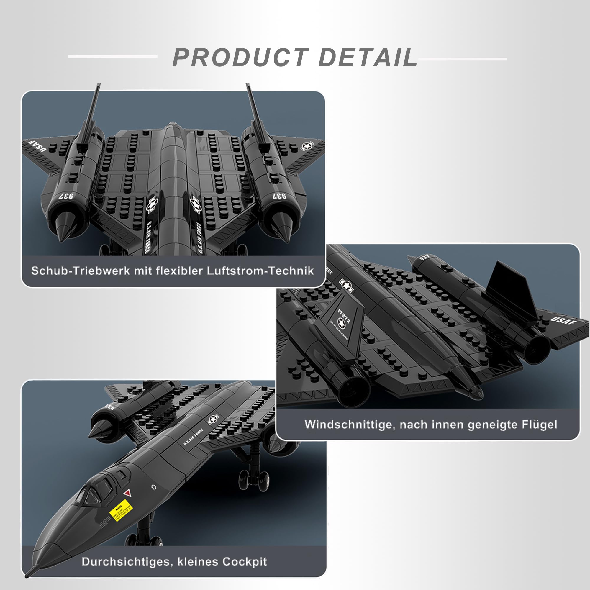 Bloques de sujeción para avión Blackbird SR-71, juego de bloques de construcción 1:74, avión de combate militar WW2, avión de combate de la Fuerza Aérea Eurofighter, modelo jet regalos creativos para