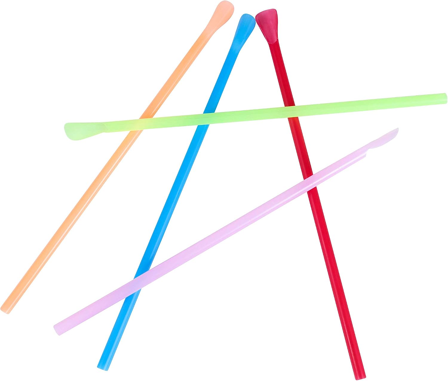 Jacent Plastic Multicolored Snow Cone Spoon Straws, 80 Count per Pack, 3 Pack