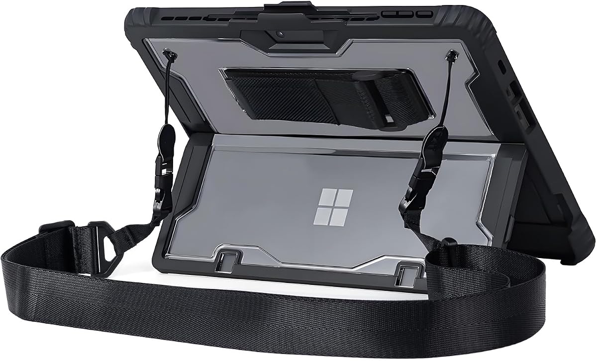 for Microsoft Surface Pro 13inch 12th(2026) Pro11 Pro10 Pro9 Case 2024/2022, Thicken and Rugged Protective Cover, Compatible Keyboard Cover, Including Hand Strap Shoulder,Black