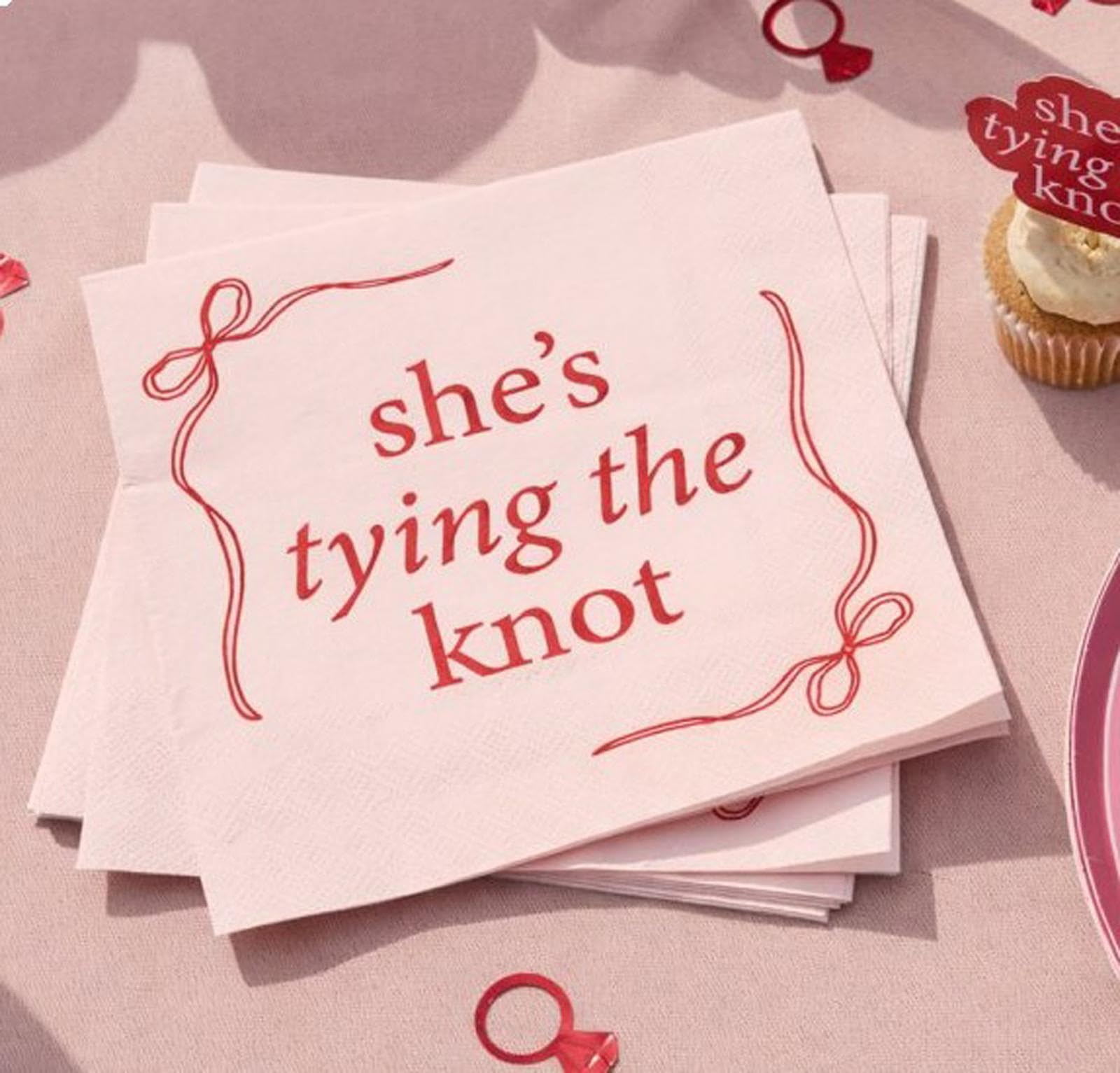 Club Green Pink She's Tying The Knot Paper Napkins Hen Party Tableware Disposable Napkins (Pack of 16, 16.5 cm)
