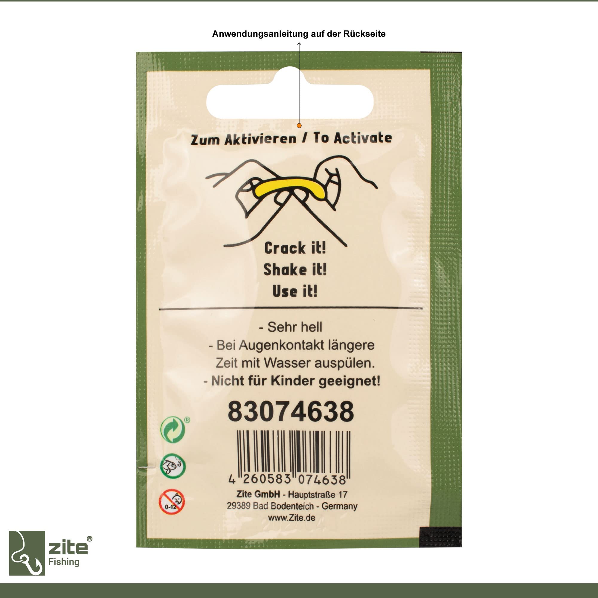 Zite Fishing Knicklichter Set Angeln – Lange Leuchtdauer Standard Maß - Für Posen & Bissanzeiger Nachtangeln - 4,5x37mm Gelb/Grün