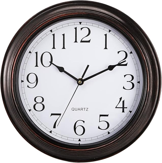 Suwimut 30cm Wall Clock, Round Quartz Battery Operated Decorative Clock,Silent Non-Ticking,Easy to Read,Decorative for Home/Living Room/Bedroom/Kitchen/Office