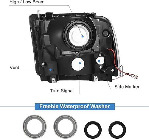 Miniatura 3 de Conjunto de faros delanteros halógenos, luz de circulación diurna compatible con Ford F250 F350 F450 F550 Super Duty05 Ford Excursion (carcasa