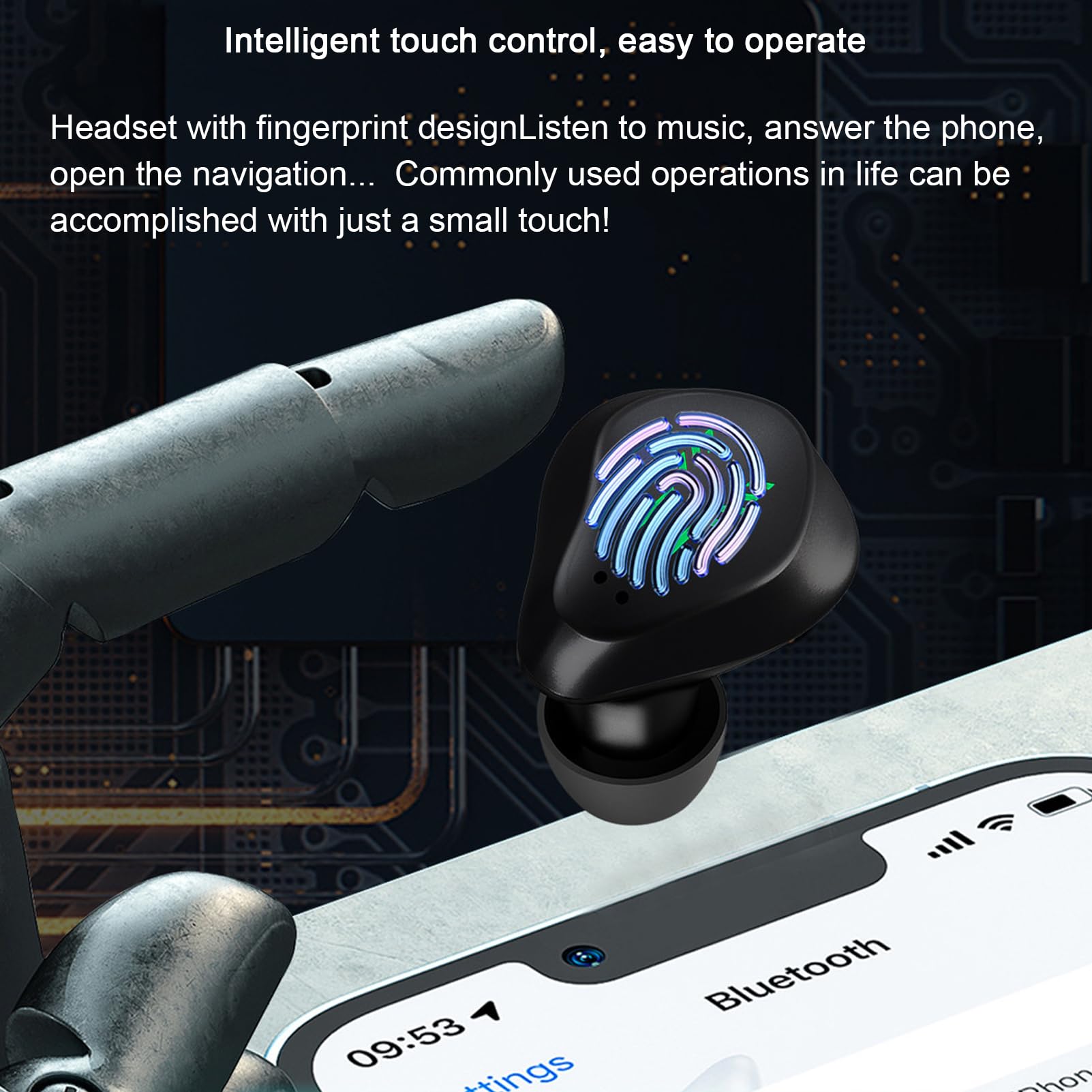 Douszny bezprzewodowy zestaw słuchawkowy do gier Bluetooth 5.3, cyfrowy zestaw słuchawkowy z redukcją szumów, ultra długi czas życia, wodoodporny zestaw słuchawkowy odporny na pot, czarny