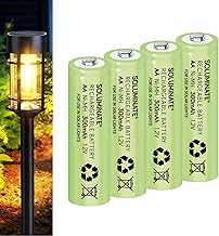 Soluminate AA Solar Light Batteries (300mAh) Size AA 1.2V Rechargeable NiMH type perfect for garden solar lights (4-Pack)