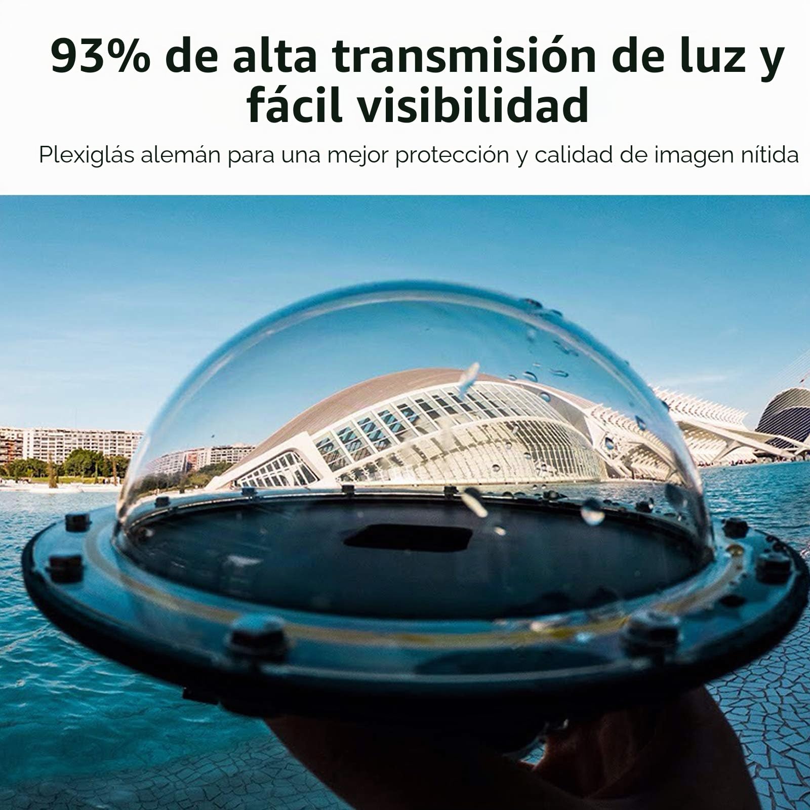 TELESIN Dome Port para GoPro Hero 12/11/10/9 Black, Funda Impermeable de 6 Pulgadas con Flotador Empuñadura, con Pistola de gatillo y Toma subacuática para fotografía subacuática