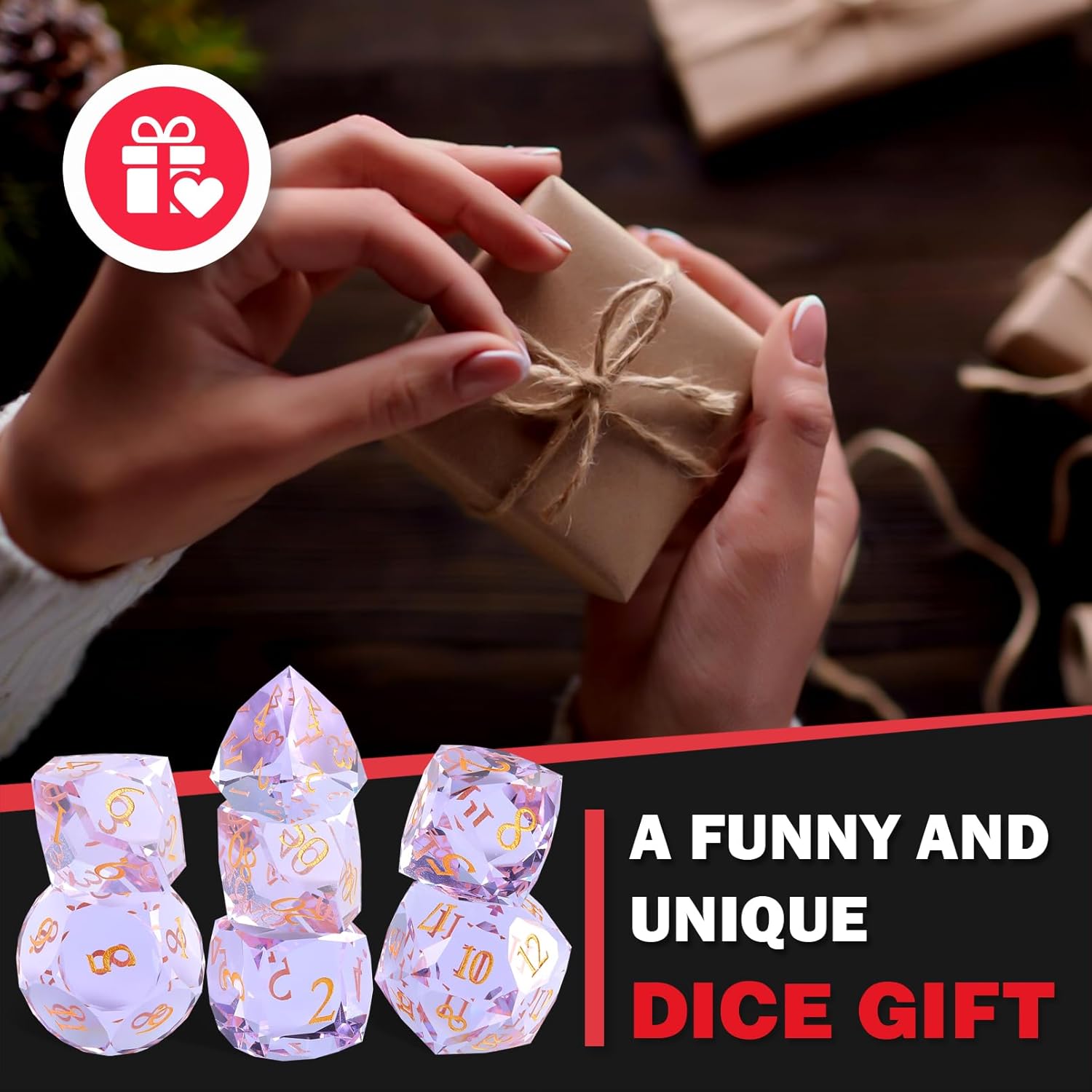 7-Piece Diamond Cut Dice Set for Dungeons and Dragons (D&D) | RPG & Tabletop Games | Premium Gift Box & Durable Design