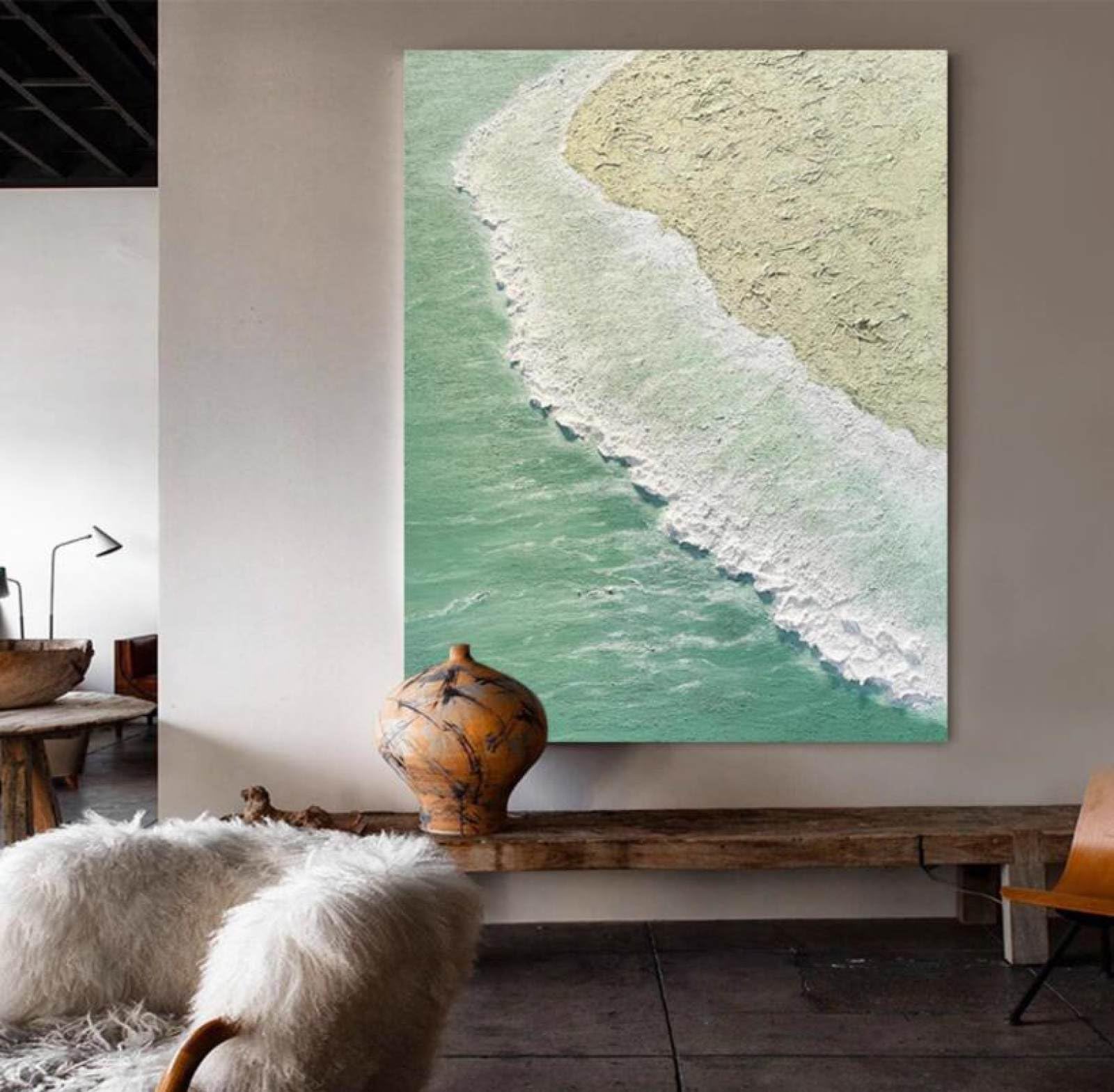 Peinture à l'huile sur toile moderne peinte à la main contre les murs vides