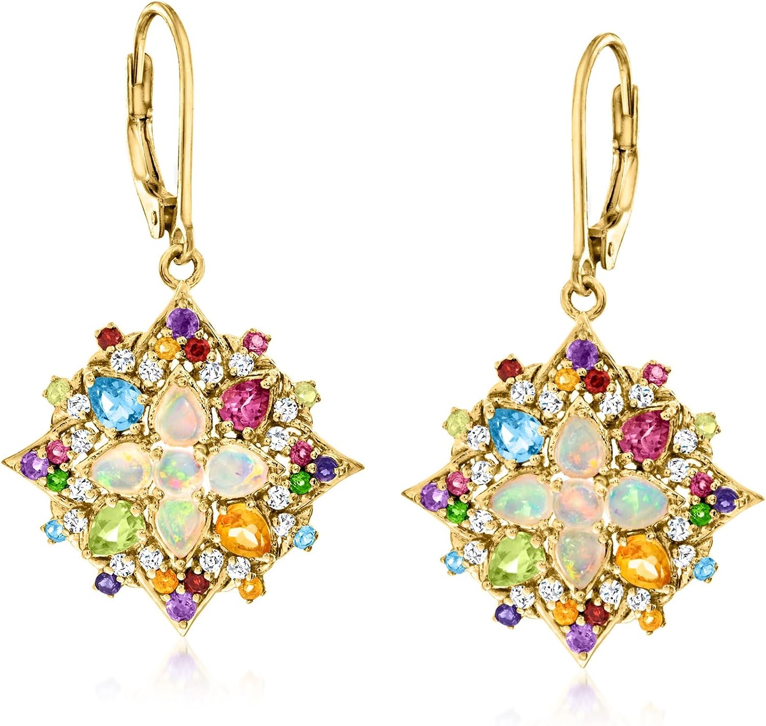 Ross-Simons Opal and 2.28 ct. t.w. Multi-Gemstone Drop Earrings