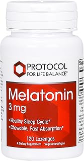 PROTOCOL FOR LIFE BALANCE Melatonin 3mg - Melatonin Supplement - for Adults - Chewable Melatonin Lozenges - Kosher - 120 Lozenges