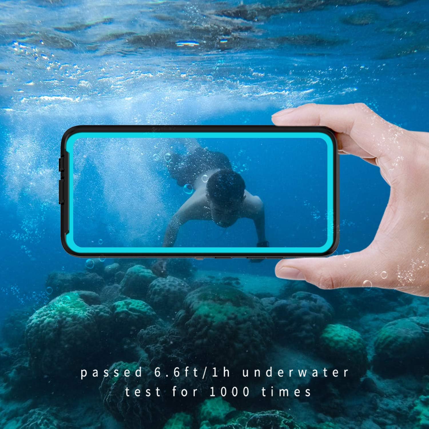Lanhiem Samsung Galaxy A51 Case, IP68 Waterproof Dustproof Shockproof Case with Built-in Screen Protector, Full Body Sealed Underwater Protective Clear Cover for Galaxy A51 4G, Blue