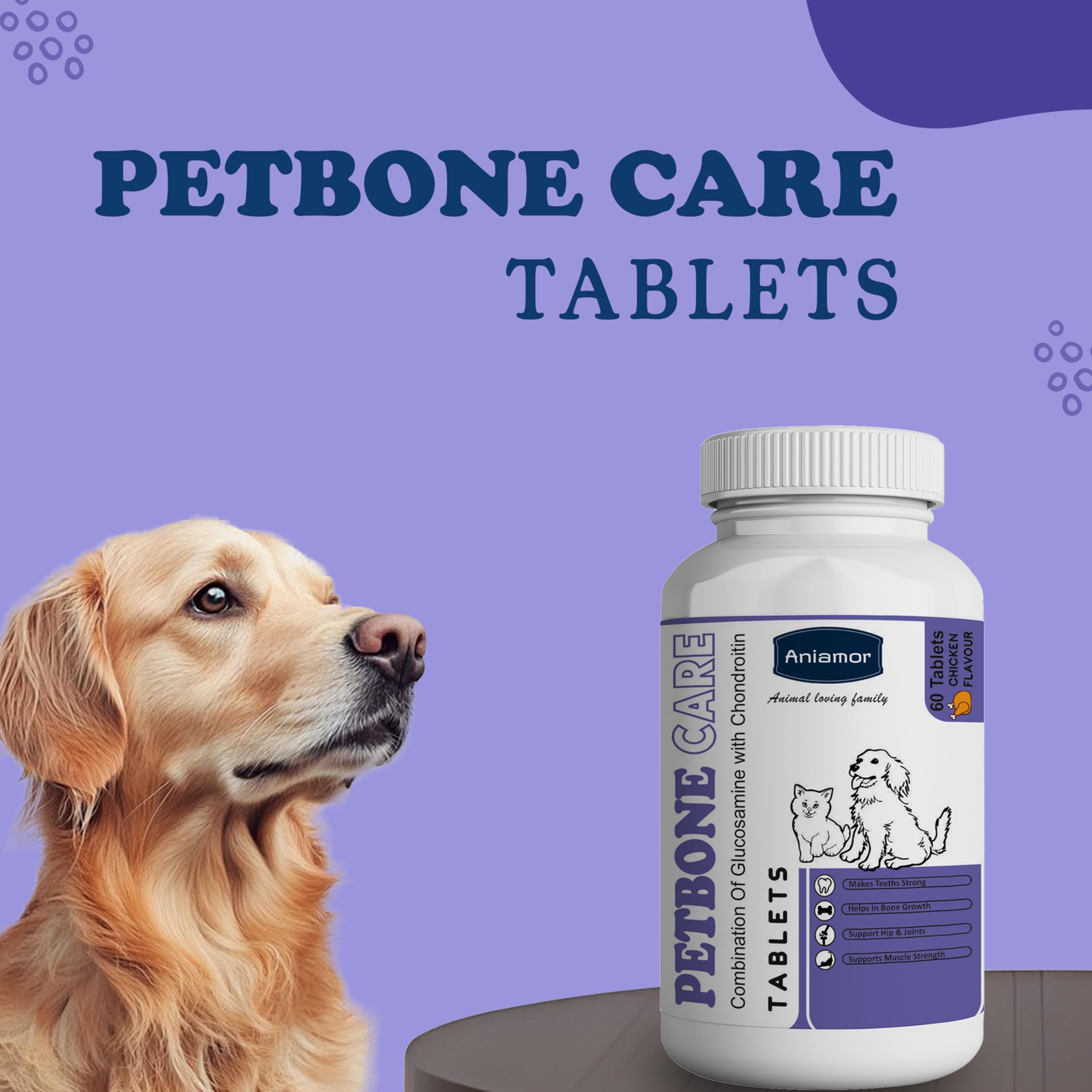 Aniamor Petbone Tablets for Dogs and Cats | Joint Supplements for Dogs | Helps in Joint Pain and Mobility | Joint Support Supplement | Chicken Flavour | for All Life Stages | 60 Tablets — Amazon image 7