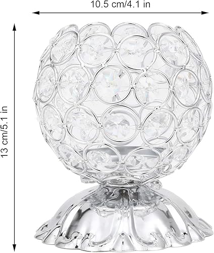 Miniatura 2 de Hapivida Portavelas de cristal, candelabros decorativos plateados, centro de mesa, estilo elegante, portavelas para velas a la luz de las velas,