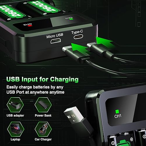Vista 4 de Paquetes de baterías recargables para Xbox Series XSXbox One Ponkor 4x2600mAh baterías con estación de carga de alta velocidad para Xbox One SXbox
