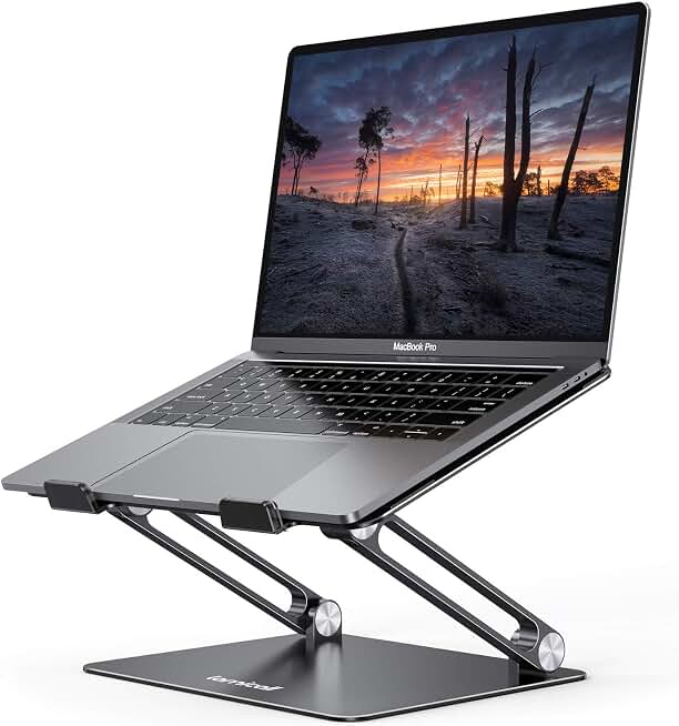 Lamicall Adjustable Laptop Stand, Portable Laptop Riser, Aluminum Laptop Stand for Desk Foldable, Ergonomic Computer Notebook Stand Holder for MacBook Air Pro, Dell XPS, HP (10-17.3'') - Black Global Recycled Standard