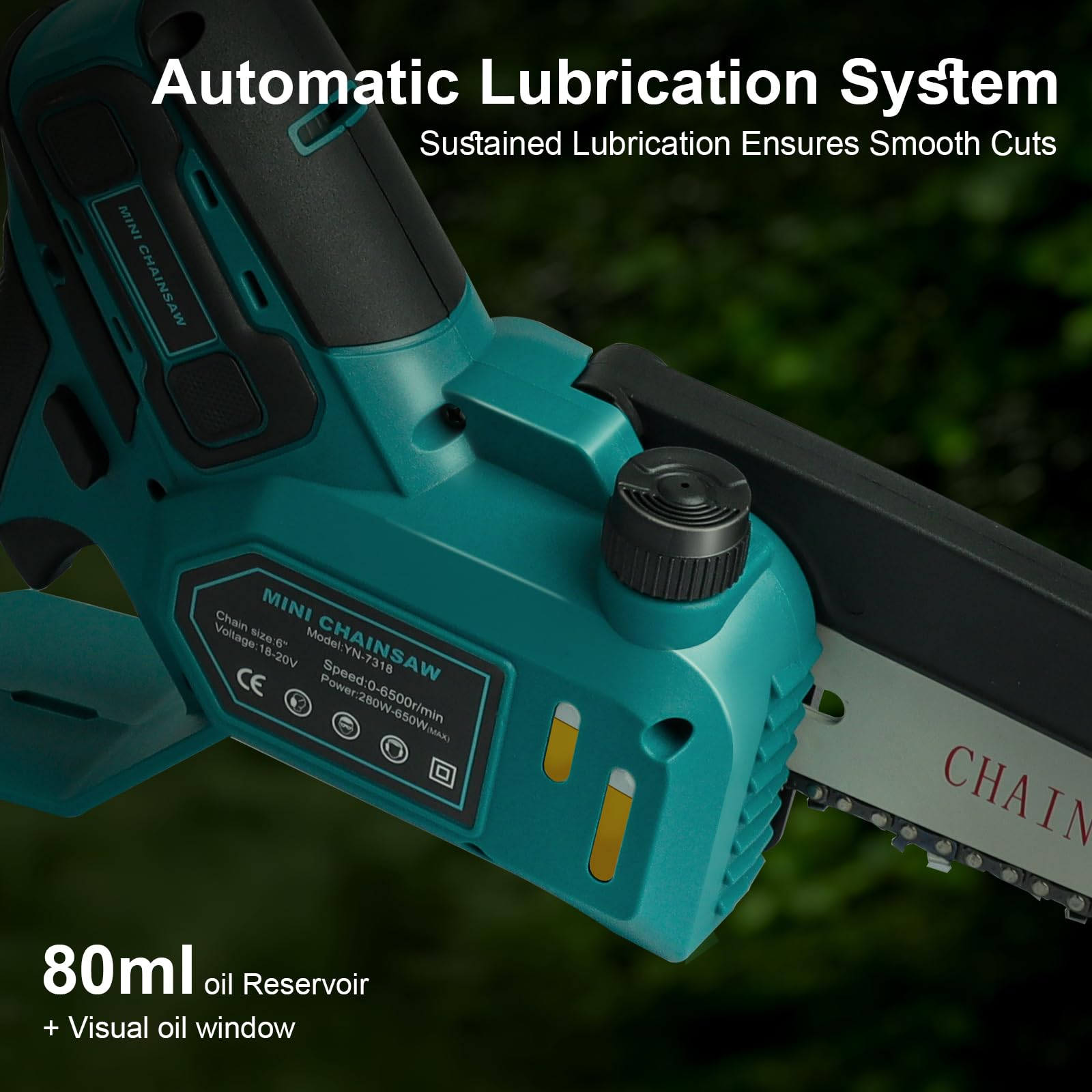 QUPERR Akku Astsäge 15cm Kompatibel mit Makita 18V Akku, Bürstenlose Mini Akku Kettensäge mit Automatischer Kettenschmierung zum Holzschnitt und für Gartenarbeit (ohne Akku und Kettenöl)