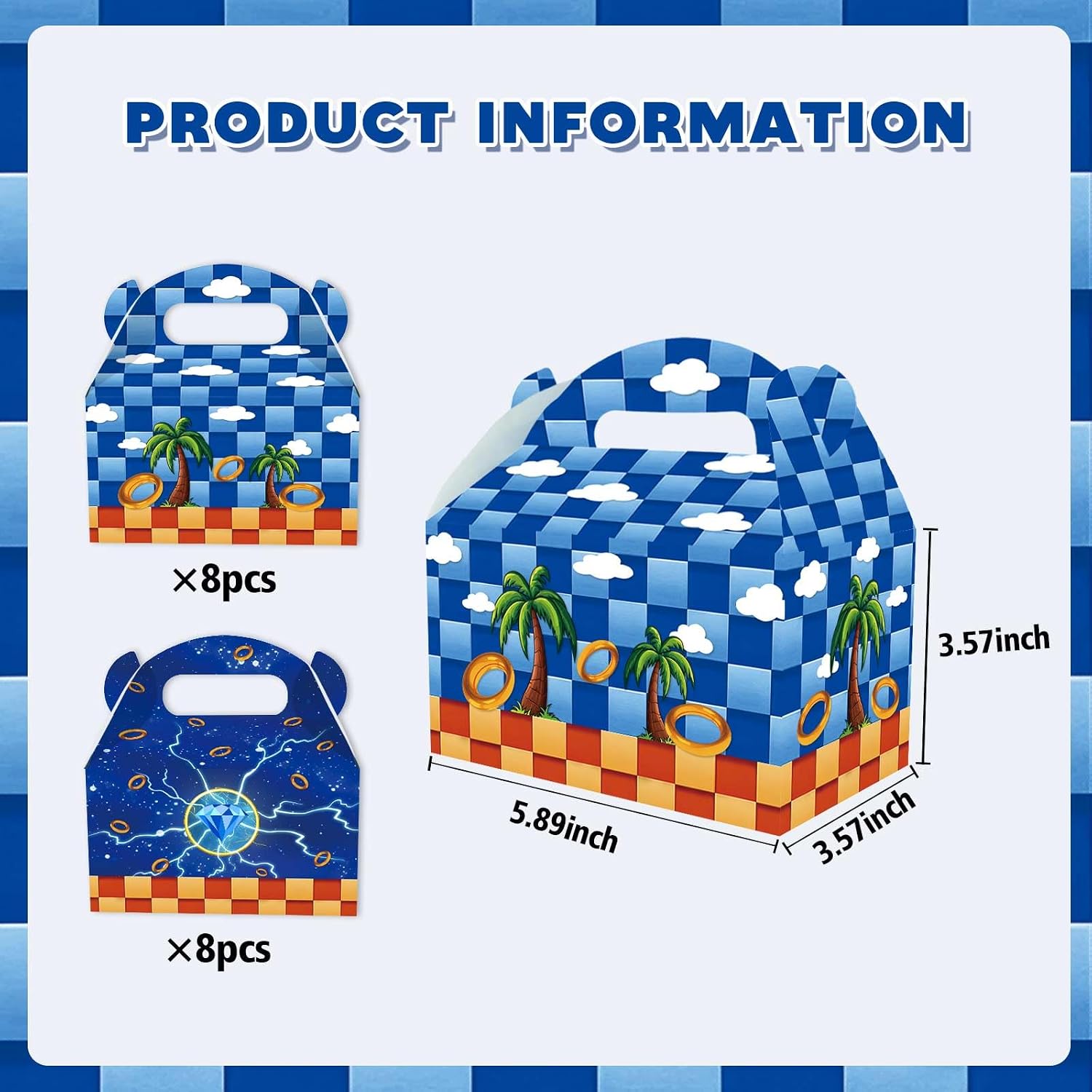 Zliisang 16PCS Blue Candy Boxes Golden Rings Party Favor Bags Lightning Gemstones Goodie Gift Bags for Kids Birthday Party Decorations Gift Supplies