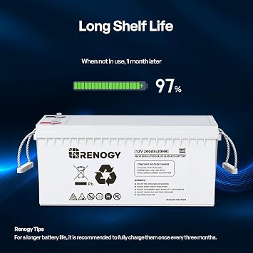 Renogy 12 Volt 200Ah Deep Cycle AGM Battery, Lead Acid Solar Battery