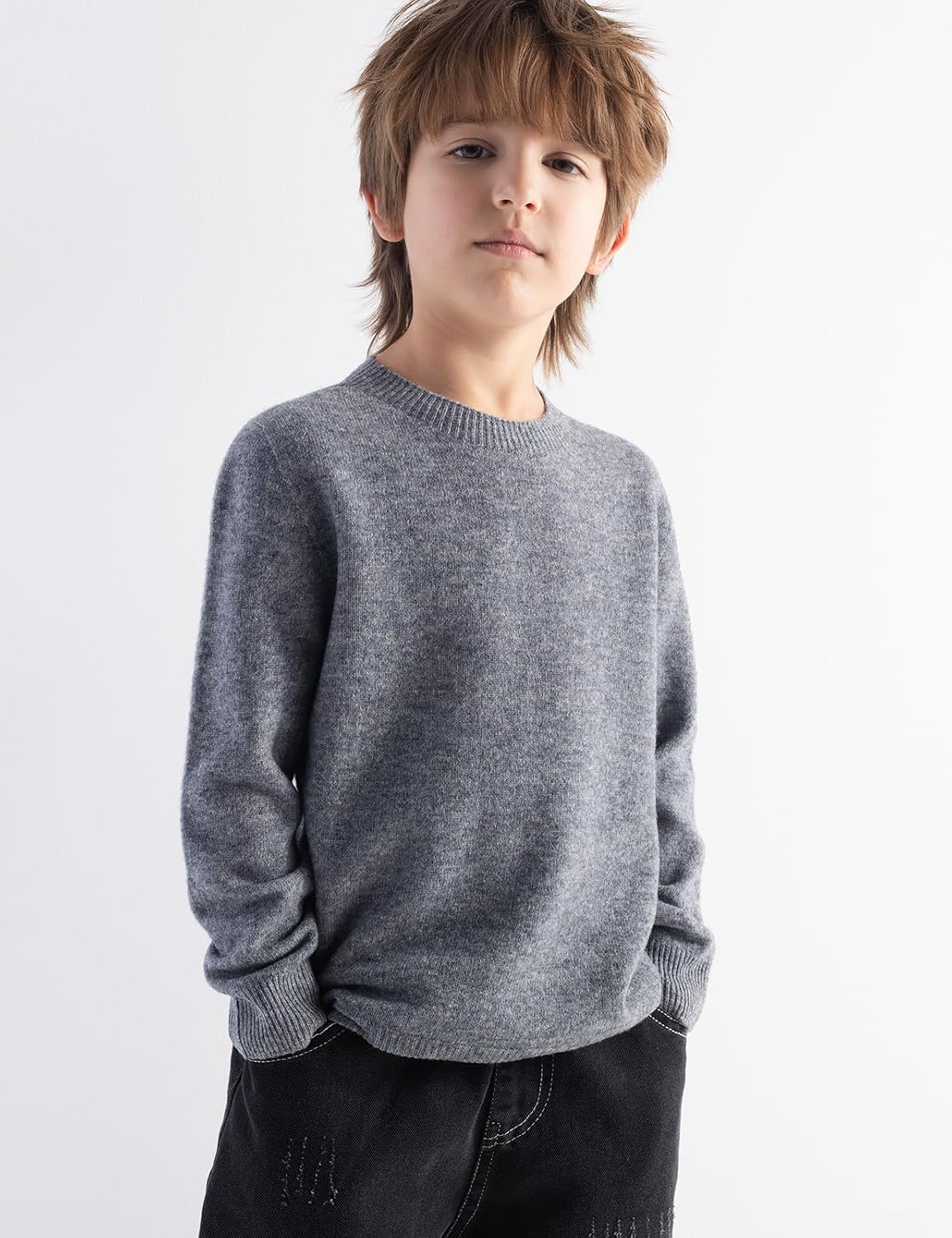 Chanyarn Boys and Girls 100% Merino Wool Sweater Fall Winter First-Line Ready to Wear Crewneck Long Sleeve Seamless Sweater
