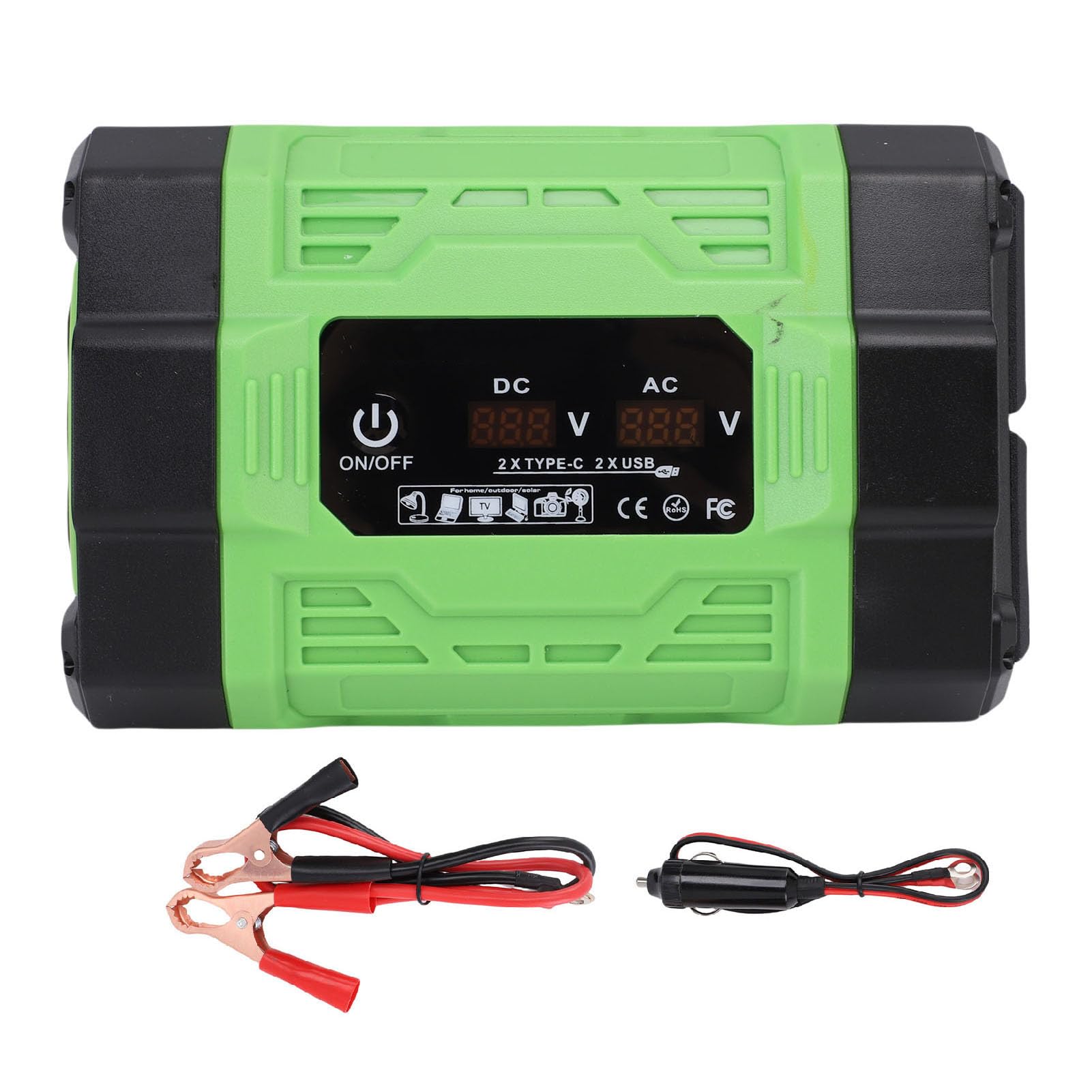 Dilwe Przetwornica Napięcia Samochodowego o Mocy 500 W, Napięcie DC 12 V na 220 V AC, 2 Porty USB 2 Porty Typu C Gniazda Prądu Przemiennego, do ładowania W Podróży na Zewnątrz,