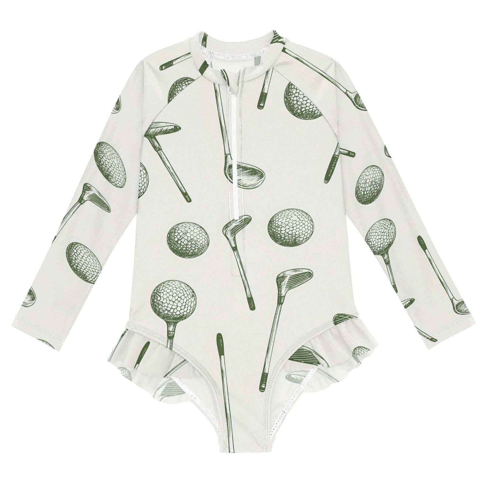 ALAZA Toddler Swimsuit Girl Bathing Suit Swimwear Rash Guard Golf Culb Long Sleeve 3T