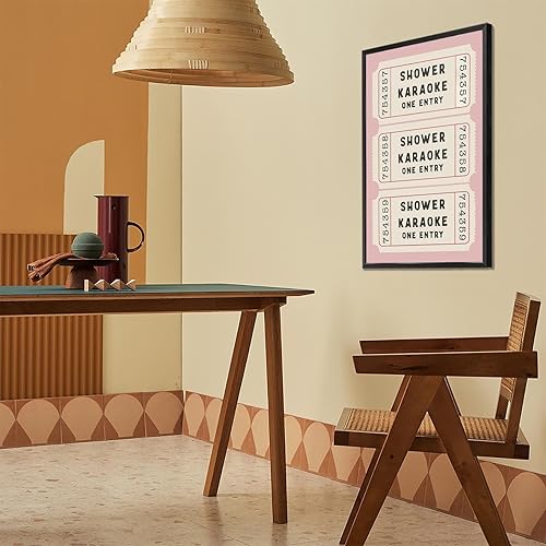 Miniatura 4 de Pósteres de lienzo retro rosa para baño, para ducha, boleto de karaoke, arte de pared, moderno, lindo, femenino, ducha, canto, impresiones