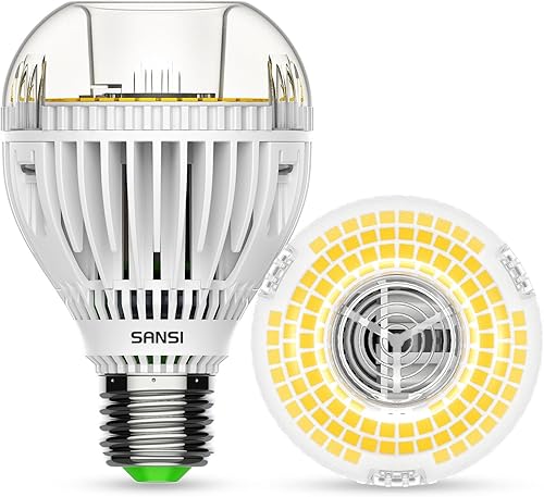 SANSI Bombilla LED A19 equivalente a 300 W, bombillas de luz diurna de 4500 lúmenes, 5000 K, bombilla LED E26 no regulable con tecnología de