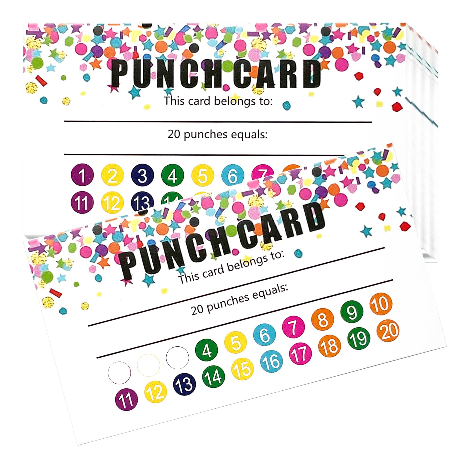 200 Pcs Punch Cards for Classroom, Loyalty Punch Cards for Small Business, Teacher Must Haves Educational Supplies (Multicolored Stars)