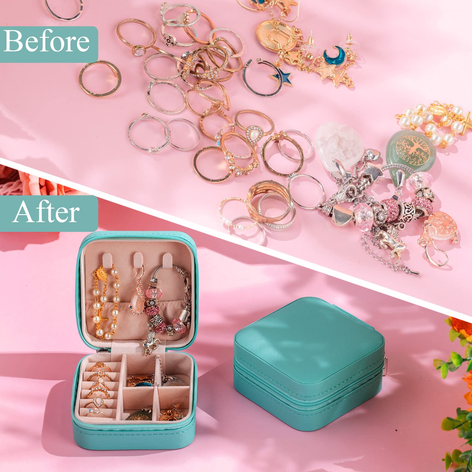 12 joyeros pequeños, mini estuche de viaje, regalo para dama de honor, joyería de piel sintética, organizador de viaje, caja de joyería pequeña, caja de almacenamiento para mujeres y niñas, regalo de