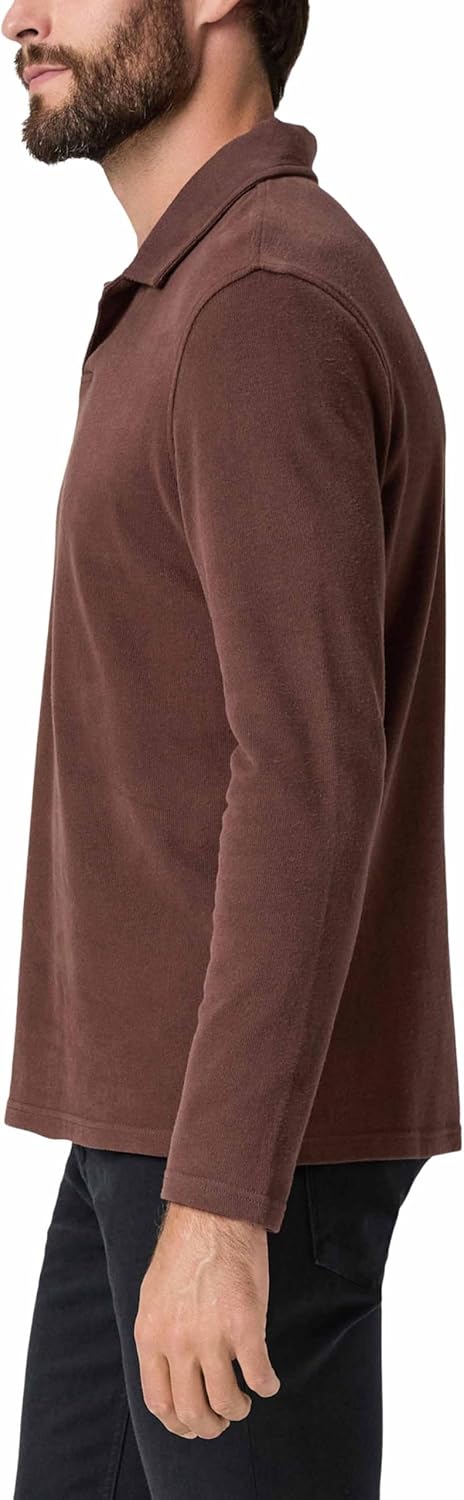 PAIGE Men's Hammond Long Sleeve Sueded Jersey Polo Shirt - Image 3