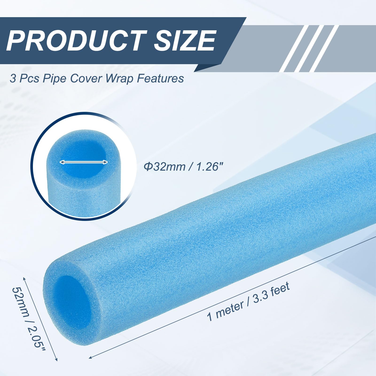 QUARKZMAN 3 Pz Tubo In Schiuma Per Isolamento Tubi Isolamento Termico Blu