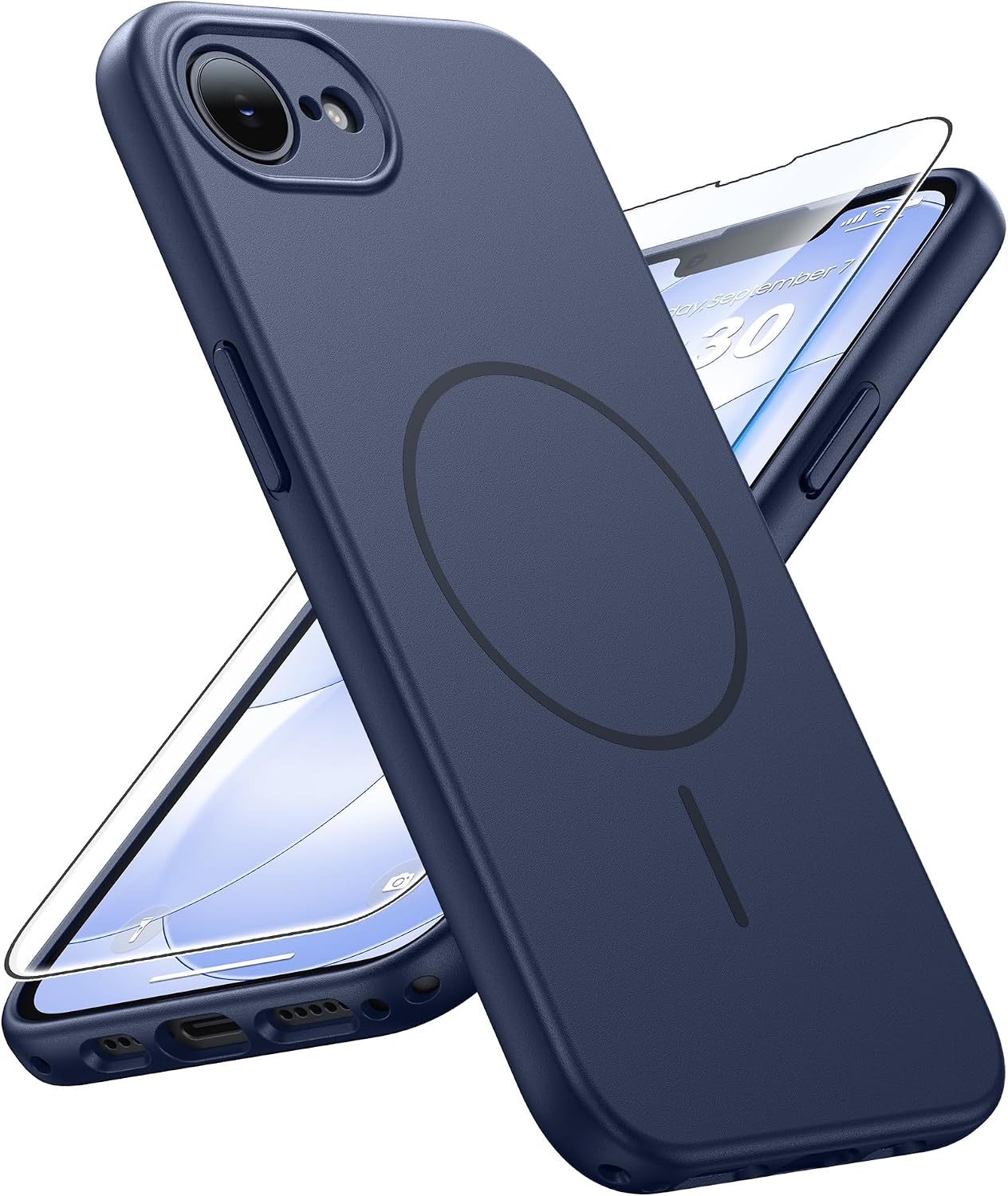 FNTCASE for iPhone 17E/16E Case Matte Blue: Compatible with MagSafe