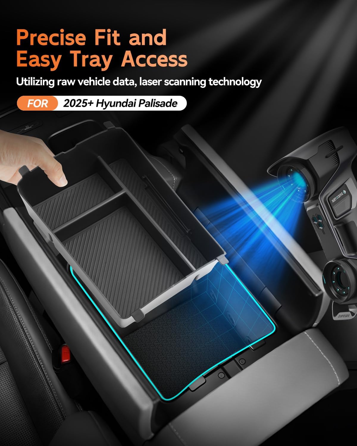 CDEFG for 2026 Hyundai Palisade Accessories Center Console Organizer Tray 2026 Palisade Armrest Storage Middle Console Insert (Only fit 7-Seat Version Double-Opening Armrest Box)