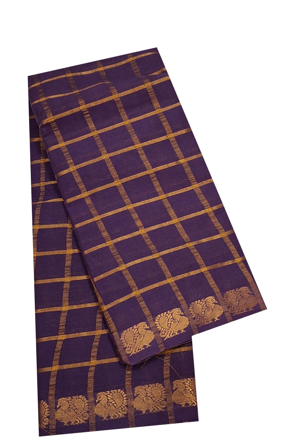 Sungudi Cotton Cotton Saree - 7 Yard Dye and Tie Pavithra Kattam Double Side Gold Zari Border With Peacock (with Running Blouse) Self Colors Saree-picture-27
