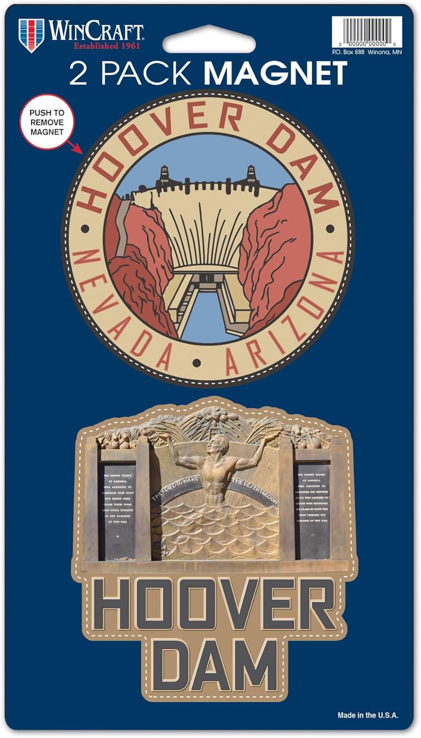 WinCraft Destination Nevada Arizona, Hoover Dam Parks/Nevada Arizona, Hoover Dam 2 Pack Magnets 5" x 9"Parks/Nevada Arizona, Hoover Dam 2 Pack Magnets 5" x 9", Multi, NA