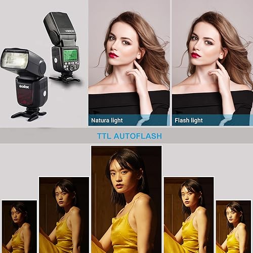 Miniatura 8 de Godox Flash TTL V860II-C para Canon, GN60 2.4G Speedlite inalámbrico para Canon HSS 18000s, batería de iones de litio de 2000 mAh, aproximadamente