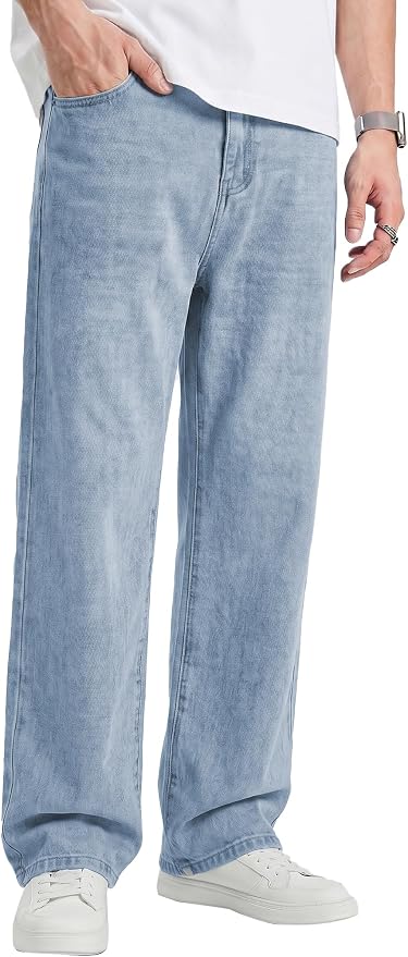 JMIERR Mens Baggy Jeans Stretch Casual Loose Fit Jeans Streetwear Denim Pants fashion product photo